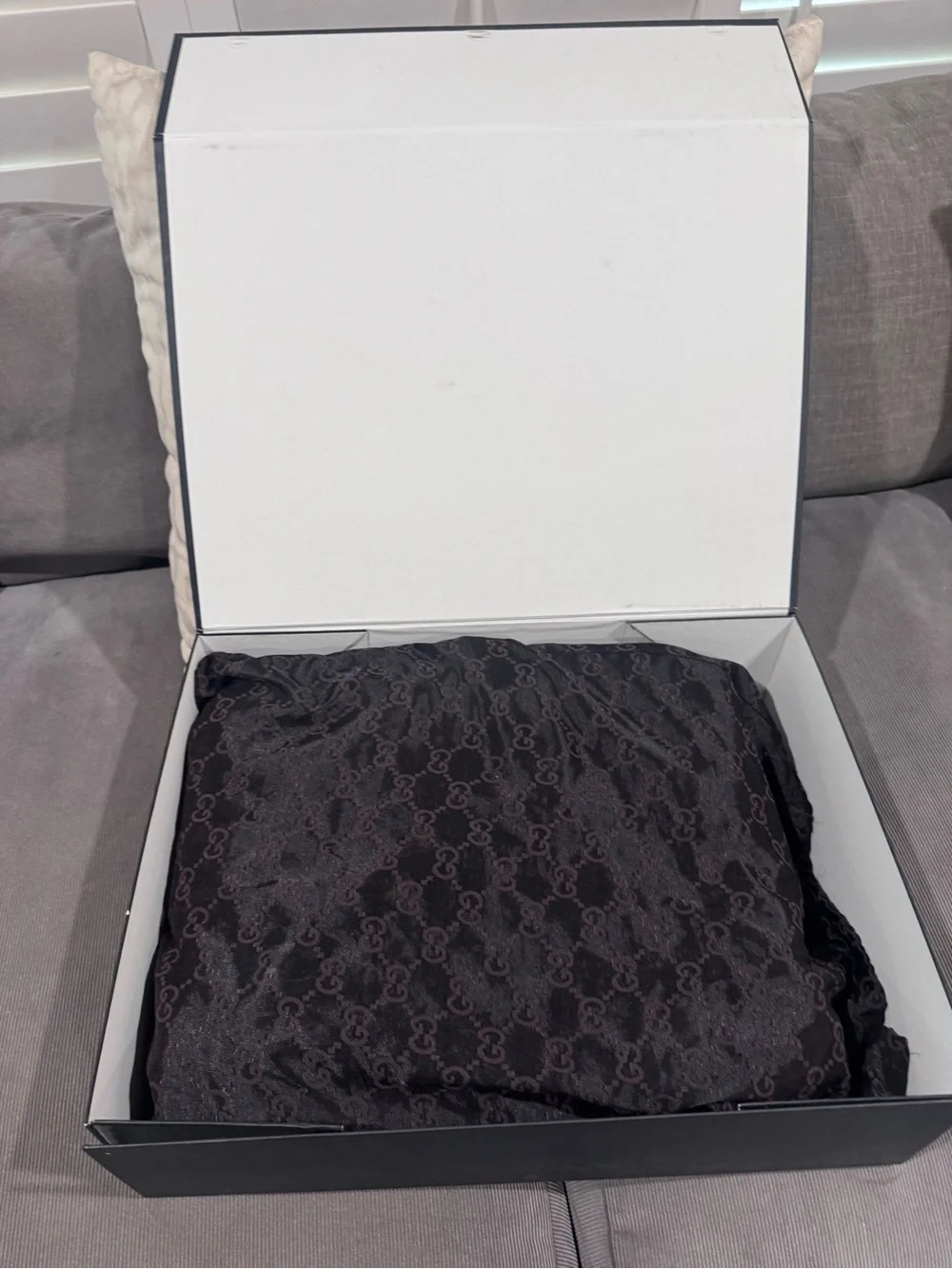 Gucci Beige GG Canvas Baby Messenger Bag with Dark Brown Trim